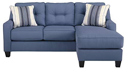 Benchcraft - Aldie Nuvella Contemporary Sofa Chaise Sleeper - Queen Size Mattress Included - Blue