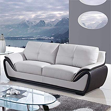 Global Furniture Bonded Leather Matching Sofa, Grey/Black