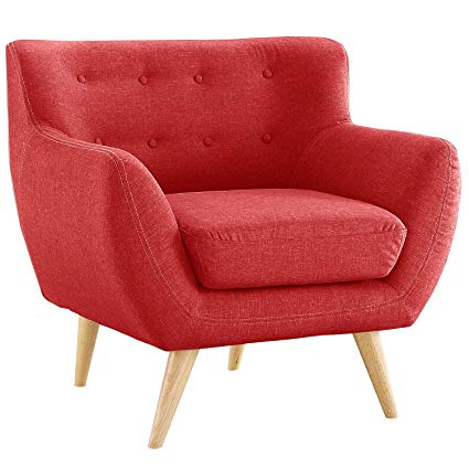 Divano Roma Furniture Modern Mid Century Style Sofa, Red, 1 Seater